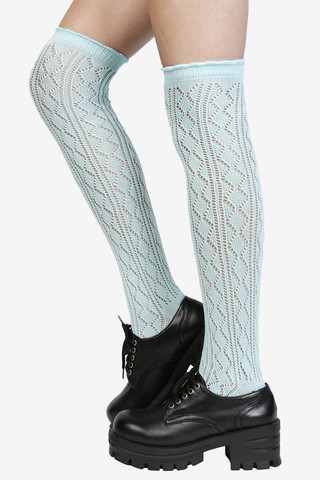Knitted Knee High Socks - Baby Blue