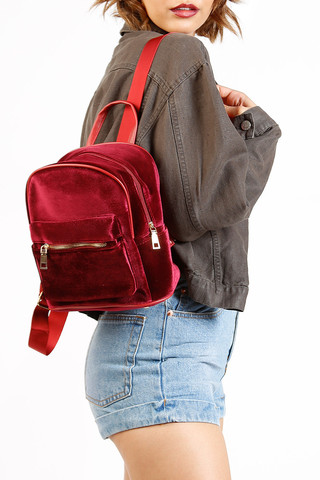 Velvet Mini Backpack - Burgundy