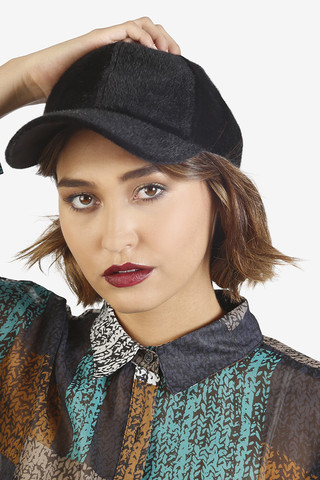 Fuzzy BB Girl Ball Cap - Black