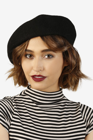 Perf Black Wool Beret