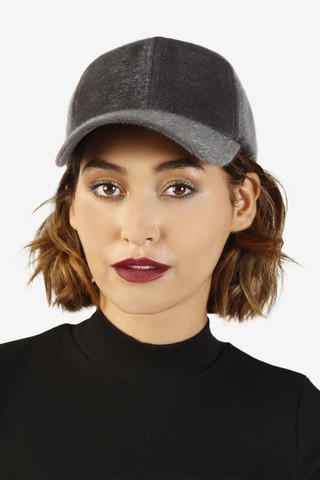 Fuzzy BB Girl Ball Cap - Grey