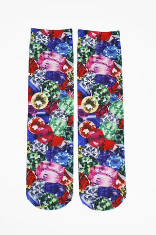 Jewel Photo Print Crew Socks