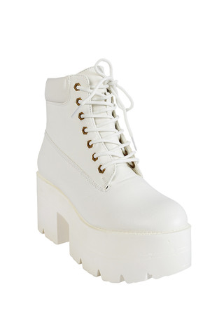 Platform Under Construction Boots - White