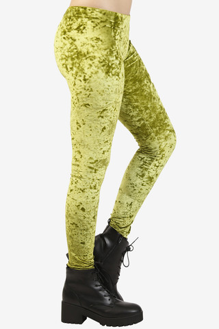 Velvet Crushed Leggings - Citron