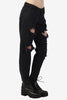 Zip Bottom Destroyed Black Denim