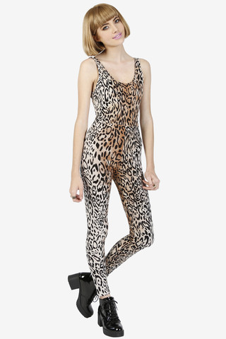 Unitard Jumpsuit in Wild Animal Print - By Motel