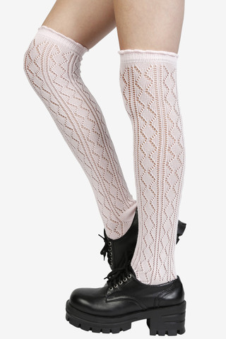 Knitted Knee High Socks - Baby Pink