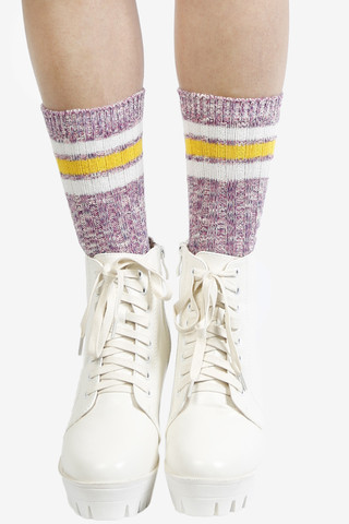 Second Base Striped Crew Socks