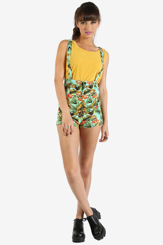Catalina Tropical Print Overall Shorts