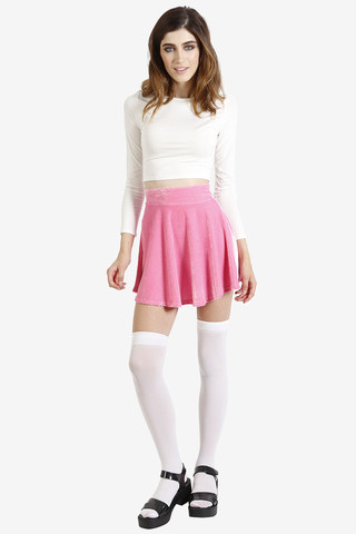 Paulette Velvet Skirt - BB Pink