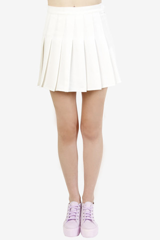Amira Tennis Pleat Skirt - White