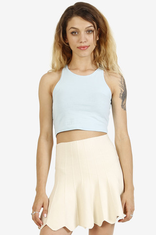 Averill Pleat Look High Waist Tennis Skirt - Cream