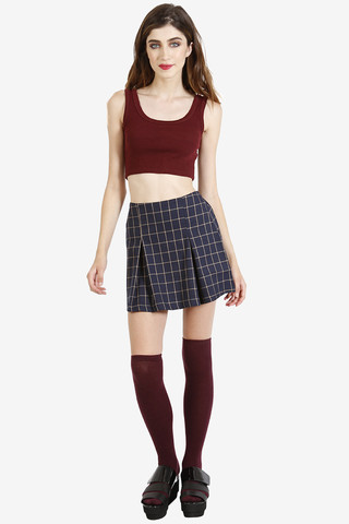 Check In Plaid Skirt - Tan
