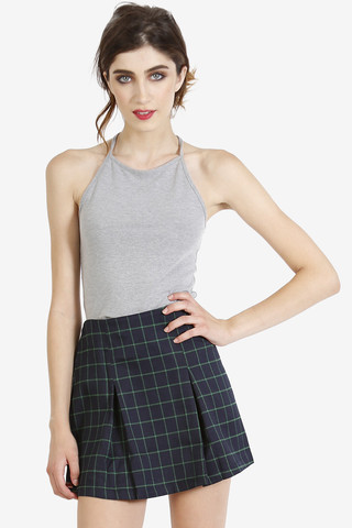 Check In Plaid Skirt - Green