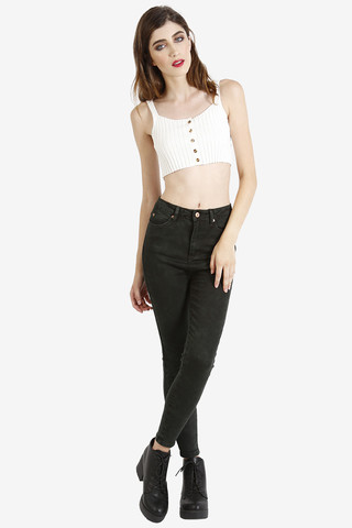 Cher Cream Sweater Button Tank