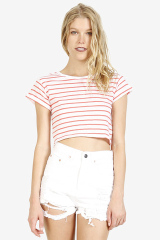 Hey Boi Stripe Day Tee - Coral