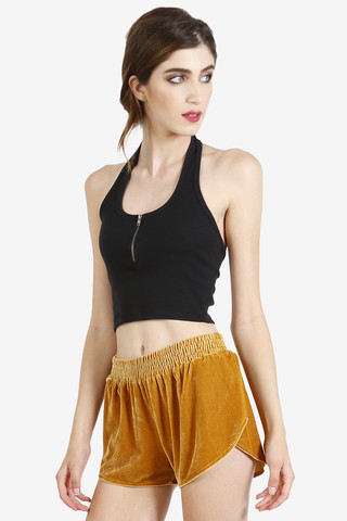 Zip It Up Crop Top - Black