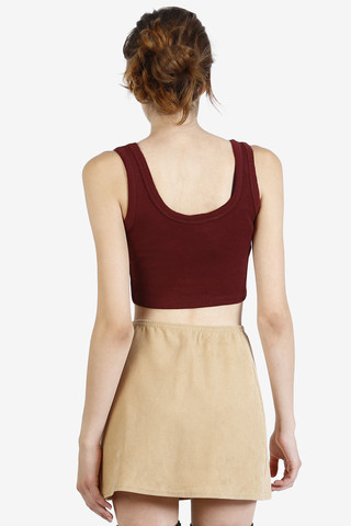 Agathe Ribbed Crop Tank - Wine