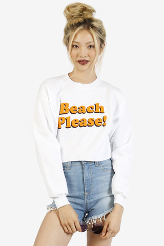 Beach Please! Graphic Crop  Sweatshirt by Petals & Peacocks