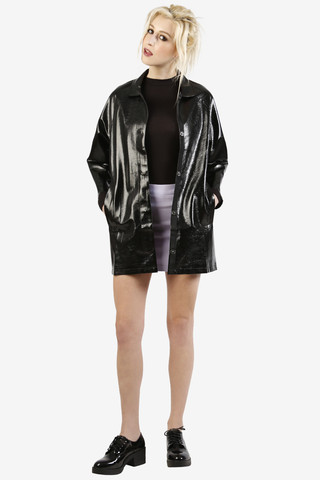 Sammy Patent Cropped Trench Jacket