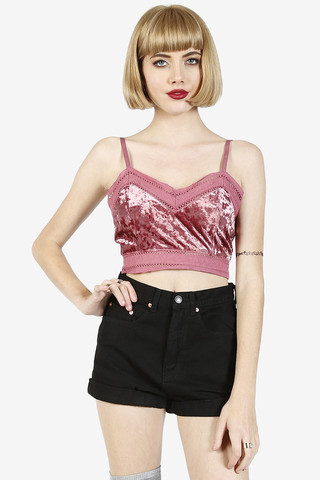Ultimate Crush Velvet Bustier Top - Pink