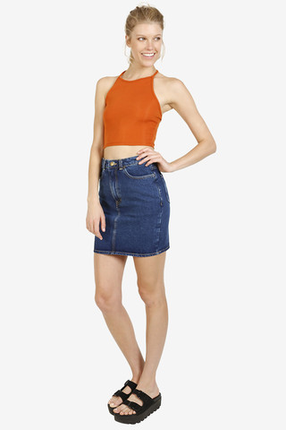 Tie Back Ribbed Halter - Sunset
