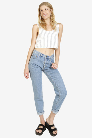 Pinstripe Varsity Crop Tank Top