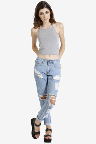 Back To Basics Halter Top - Heather Grey