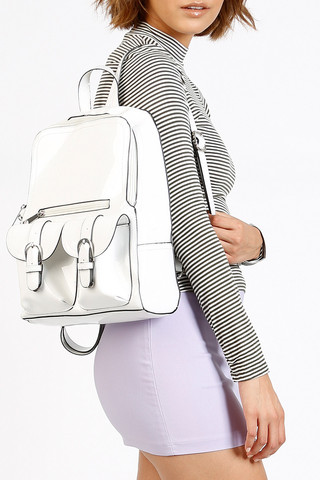Vinyl Mini Backpack - White