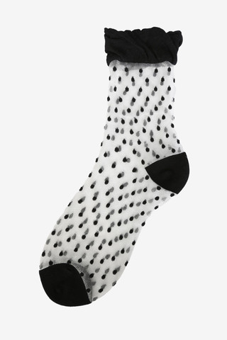 Polka Dot Mesh Socks - Black