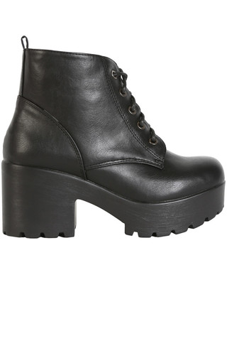 Platform Tie Up Bootie - Black
