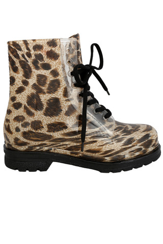 Leopard Lace Up Rain Boot