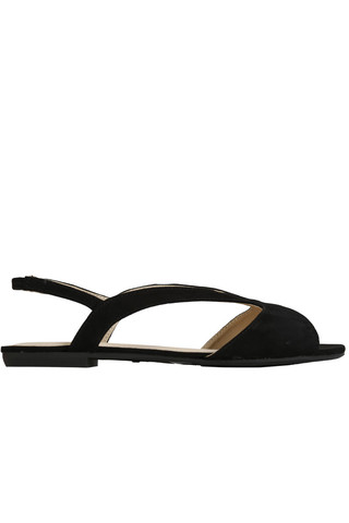 Hannah Side Strap Slip On Sandal - Black