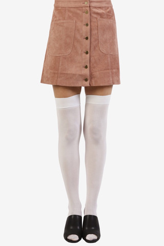 Button Down Faux Suede A-Line Skirt - Mauve