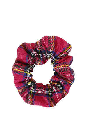 School Girl Plaid Scrunchie - Pink