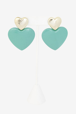 Sea Green Heart On Earrings