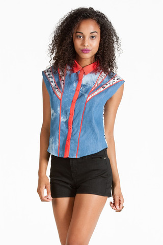 Sky High Chambray Blouse